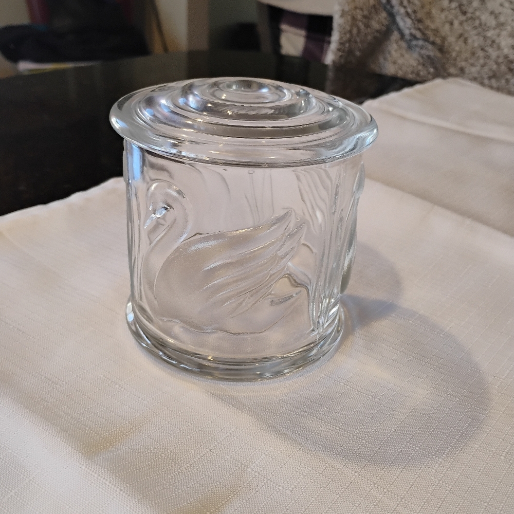 Elegant Glass Swan Jar